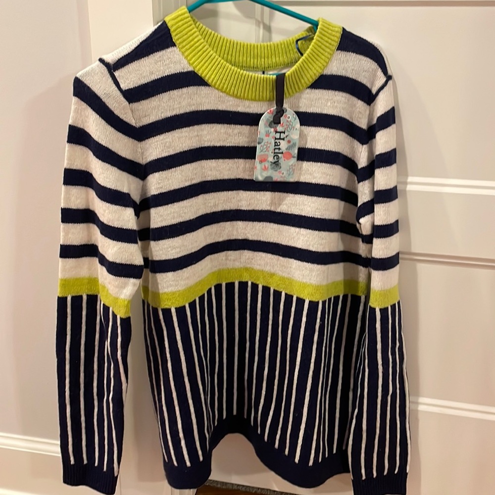 Hatley Navy, White & Lime Striped Knit Sweater